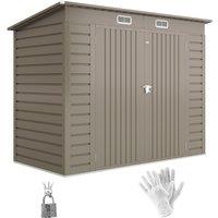 Outsunny 3.7 x 7.9ft Galvanised Steel Shed, with Latched Door and Padlock - Light Grey