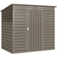 Outsunny 4 x 6ft Galvanised Metal Garden Shed, with Locking Door - Grey