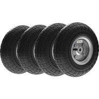 Outsunny Set of 4 Pneumatic Wheels, 10 Wheelbarrow Wheels Replacement for Barn Carts, Hose Carts, Garden Carts, Sack Trucks, Black