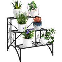 Outsunny 3-Tier Metal Plant Stand, Vintage Ladder Shelf Flower Pot Holder for Indoor Outdoor, Display Shelf Rack for Garden Patio Balcony, Black