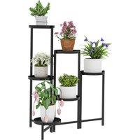 Outsunny 3 Tier Plant Stand Indoor Outdoor, Foldable Corner Plant Stands for Multiple Plants for Patio Garden Balcony Living Room, Black