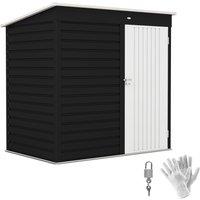 Outsunny 6 x 4ft Metal Garden Storage Shed, Outdoor Tool Storage Shed with Lockable Door and Gloves for Garden, Patio, Dark Grey