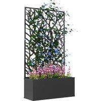 Outsunny Garden Bed with Privacy Screen, Wall Mounted or Freestanding Raised Planter for Climbing Plants, Flowers, Vegetables