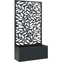 Outsunny Outdoor Metal Planter, with Back Trellis - Black