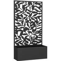 Outsunny Metal Garden Bed with Trellis, Wall Mounted or Freestanding Raised Planter with Privacy Panel, Black