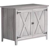 Outsunny Wooden Garden Shed, Outdoor Fir Wood Storage Shed with Shelf and Double Doors, Light Grey