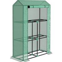 Outsunny 40 x 100cm Three Shelf Steel Frame Greenhouse - Green