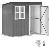 Outsunny 7 x 4ft Garden Storage Shed with Galvanised Frame, Window, Lockable Door and Air Vents for Patio, Dark Grey Aosom UK