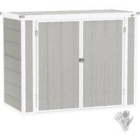 Outsunny 4.7 x 2.5FT Garden Shed, Lockable Outdoor Storage Shed with Openable Lid, Small Shed for 2 Trash Cans, Tools, Patio, Light Grey