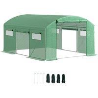 Outsunny 13 x 9.8ft Walk-in Greenhouse, Heavy Duty Polytunnel with Steel Frame, Light-Resist & Windproof Cover, Green Aosom UK