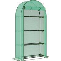Outsunny 4 Tier Mini Greenhouse with Reinforced PE Cover, Portable Small Greenhouse with Roll-Up Door, 105 x 45 x 160cm, Green