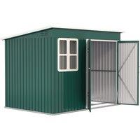 Outsunny 8.5 x 6ft Storage Shed Galvanised Steel Garden Shed, Metal Shed with Foundation Kit, Window, Lockable Wide Doors and Air Vents for Outdoor Patio, Green