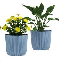 Outsunny Set of Two ?22cm Planters - Blue