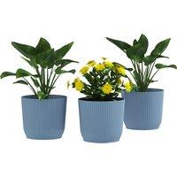 Outsunny Set of Three Ф22cm Planters - Blue