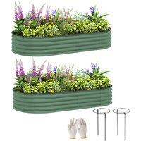 Outsunny Set of Two 181 x 93cm Steel Planters - Green