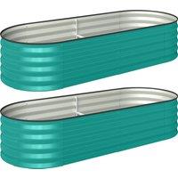 Outsunny Set of Two 150 x 60cm Steel Planters - Green