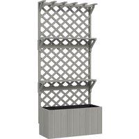 Outsunny 52L Wooden Planter with Trellis, Freestanding Raised Bed for Garden with Hanging Roof, Shelves, Drainage Holes and Bed Liner, Outdoor Planter Box for Climbing Plants Vegetables Flowers, Grey