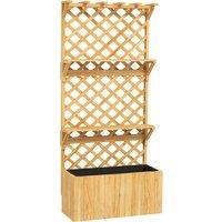 Outsunny 52L Wooden Planter, with Trellis and Shelves - Nature Wood Finish