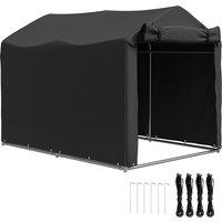 Outsunny 2.2 x 1.6 m Garden Storage Tent, Waterproof Anti-UV Bike Tent with Roll-up Zipper Door, Galvanised Outdoor Storage Shelter Carport for Bike, Motorbike, Garden Tools, Black