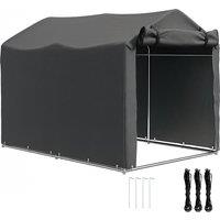 Outsunny 2.2 x 1.6 m Garden Storage Tent, Waterproof Anti-UV Bike Tent with Roll-up Zipper Door, Galvanised Outdoor Storage Shelter Carport for Bike, Motorbike, Garden Tools, Dark Grey