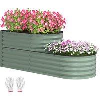 Outsunny Two-Tier Galvanised Steel Garden Planter - Light Green