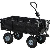 Outsunny 114L Steel Frame Garden Cart Trolley - Black