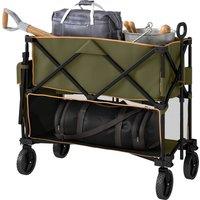 Outsunny Double Decker Folding Trolley on Wheels, 200KG & 350L Capacity Collapsible Wagon Festival Trolley Cart with 134cm Extended for Camping Sports Shopping Garden and Beach, Grey