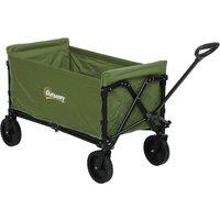 Outsunny 120L Folding Garden Trolley Cart, Outdoor Collapsible Wagon with Wheels and Adjustable Handle for Beach, Camping, Festival, Green