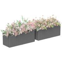 Outsunny Set of Two Rattan-Effect Planters - Grey