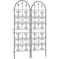 Outsunny Set of 2 Metal Garden Trellis, Decorative Trellis Panels for Climbing Outdoor Plants, Vegetables, Vines, Flowers, 150 x 50 cm, Scrollwork Design