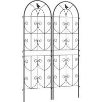 Outsunny Set of 2 Garden Trellis, Metal Fence Panels for Climbing Outdoor Plants, Flowers, 150 x 50cm