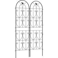 Outsunny Set of 2 Garden Trellis, Metal Fence Panels for Climbing Outdoor Plants, Flowers, 180 x 50cm