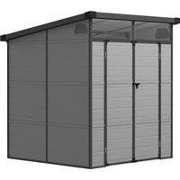 Outsunny 6 x 6ft Outdoor Garden Shed with Latch Doors, Windows and Air Vents, Resin Tool Shed for Garden & Patio, Light Grey Aosom UK