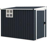 Outsunny 7.6 x 4ft Garden Metal Shed, Outdoor Storage Shed with Window, 2 Vents and Lockable Door for Garden, Patio, Dark Grey