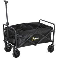 Outsunny 62L Festival Trolley on Wheels, Garden Folding Trolley Cart, 120kg Heavy Duty Collapsible Folding Wagon with Adjustable Handle and Carrying Bag for Beach, Camping, Festival, Black