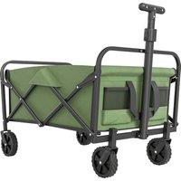 Outsunny 62L Festival Trolley on Wheels, Garden Folding Trolley Cart, 120kg Heavy Duty Collapsible Folding Wagon with Adjustable Handle and Carrying Bag for Beach, Camping, Festival, Green