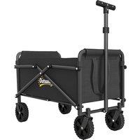 Outsunny 41L Festival Trolley on Wheels, Small Garden Folding Trolley Cart, 60kg Heavy Duty Collapsible Folding Wagon with Adjustable Handle and Carrying Bag for Beach, Camping, Festival, Black