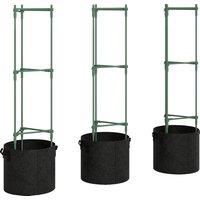 Outsunny 3 Packs Tomato Cages with 83.7L Grow Bags, 47.2 Adjutstable Triangle Plant Stakes Support Trellis with Planter Bags