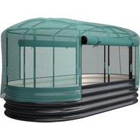 Outsunny Galvanised Raised Garden Bed Kit with Self Watering System and Mesh Cover, Garden Boxes, 6x3Ft, Dark Grey and Green