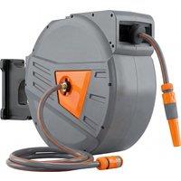 Outsunny Retractable Hose Reel Wall Mounted, 40+2m Garden Hose Pipe Reel with Auto Retraction, Self-Locking, Orange