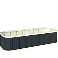Outsunny Galvanised Raised Garden Bed, 4.5 x 2 x 1 ft Metal Planter with Gloves and Folded Edging, Dark Grey
