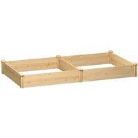 Outsunny Raised Garden Bed, Wooden Planter Box with Divider and Open Bottom for Flowers, Herbs, Vegetables, DIY Painting