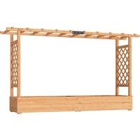Outsunny Raised Planter with Trellis, Wooden Raised Bed for Garden with Hanging Roof and Drainage Holes, Outdoor Planter Box
