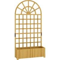 Outsunny Wooden Raised Planter with Trellis, Raised Bed for Garden with Lattice and Drainage Holes for Climbing Plants