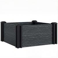 Outsunny Vinyl Raised Garden Bed Kit, 2 x 2 x 1ft Modular Elevated Garden Box with Slotting Legs and Open Bottom, Dark Grey