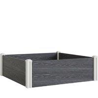 Outsunny Vinyl Raised Garden Bed Kit, 3 x 3 x 1ft Modular Elevated Garden Box with Slotting Legs and Open Bottom, Dark Grey