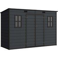 Outsunny 10 x 4 ft Resin Garden Shed, Outdoor Storage Shed with Floor, Windows, Lockable Doors and Vents, Dark Grey