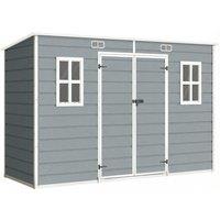 Outsunny 10 x 4 ft Resin Garden Shed, Outdoor Storage Shed with Floor, Windows, Lockable Doors and Vents, Grey