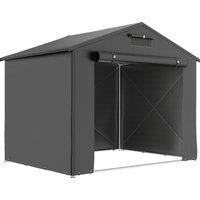 Outsunny 8 x 6 ft Outdoor Garden Storage Shed, Waterproof Bike Tent with Roll-Up Zipper Door