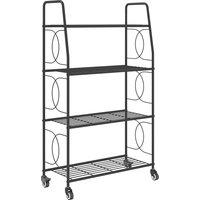 Outsunny 4-Tier Metal Plant Stand, Heavy Duty Ladder Shelf Potted Plants Display Rack with Lockable Wheels